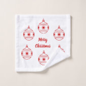 タオルセット-赤いクリスマスオーブ バスタオルセット (ウォッシュタオル)