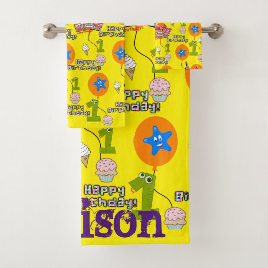 タオルセット， #1ハッピーバースデー最初の誕生日 バスタオルセット (インサイチュ)