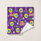 タオルセット, #8ハッピー8誕生日紫 バスタオルセット (ウォッシュタオル)