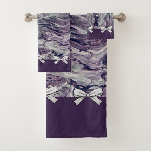 タオルバスセットラベンダーとパーソナライズされたボウズ バスタオルセット (インサイチュ)