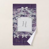 タオルバスセットラベンダーとボウパーソナライズされた バスタオルセット (ハンドタオル)