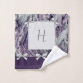 タオルバスセットラベンダーとボウパーソナライズされた バスタオルセット (ウォッシュタオル)