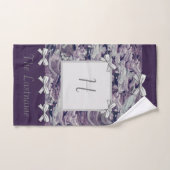 タオルバスセットラベンダーとボウパーソナライズされた バスタオルセット (ハンドタオル)