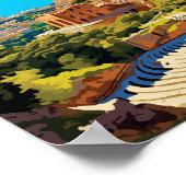 タオルミナイタリアヴィンテージ旅行イラストレーション ポスター (角)