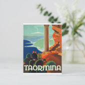 タオルミーナの風景、イタリア、ビンテージの旅行絵葉書 ポストカード (スタンド正面)