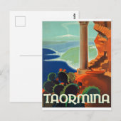 タオルミーナの風景、イタリア、ビンテージの旅行絵葉書 ポストカード (正面/裏面)