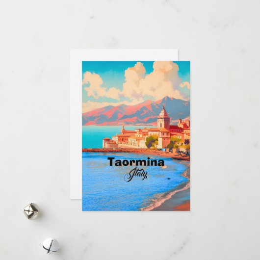 タオルミーナ イタリア 旅行 はがき, タオルミーナ 旅行 アート シーズンカード (正面/裏面インサイチュ)