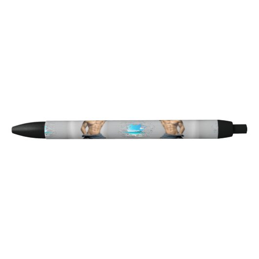 タオル姿のSlipperyJoe's男性 白いレンガの壊れた壁 ba 黒ボールペン (正面)