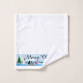 タオル掛けの聖降誕祭の陽気なシーン バスタオルセット (ウォッシュタオル)