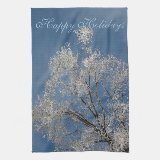 タオル雪をかぶった枝 キッチンタオル (縦)