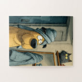 タオル頭の犬とスニーカー猫 – おもしろいパズル ジグソーパズル (横)