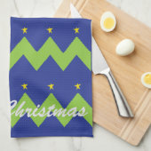 タオル「クリスマスツリーと星」 キッチンタオル (四つ折り)