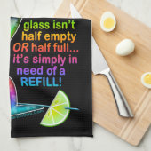 タオル-半分入ったガラス キッチンタオル (四つ折り)