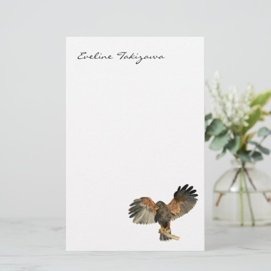 タカのフラッピングによっては水彩画の絵画が飛びます 便箋 (スタンド正面)