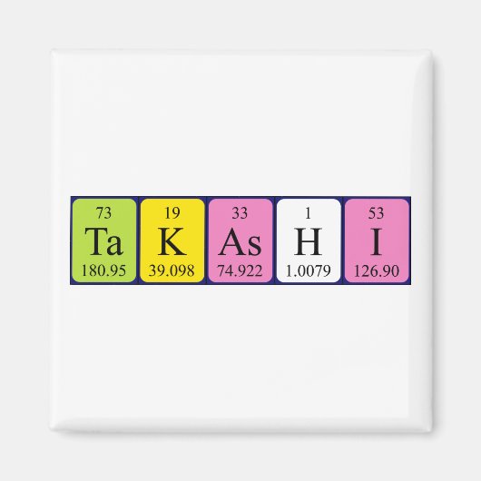 タカシ周期表名磁石 マグネット (正面)