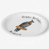 タカ華美イワシの鳥漫画イラストレーション ペーパープレート (アングル)