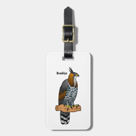 タカ華美イワシの鳥漫画イラストレーション ラゲッジタグ (正面縦)