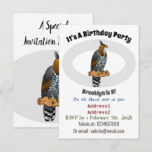 タカ華美イワシの鳥漫画イラストレーション 招待状 (正面/裏面)