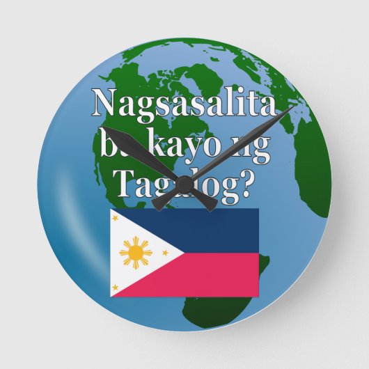 タガログ話ヤ語は?タガログ語。国旗とグローブ ラウンド壁時計 (正面)