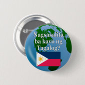 タガログ話ヤ語は？タガログ語。国旗とグローブ 缶バッジ (正面&裏面)