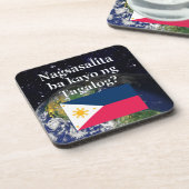 タガログ話ヤ語は？タガログ語。国旗と地球 コースター (左側)