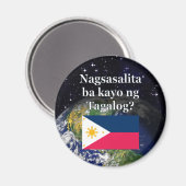 タガログ話ヤ語は?タガログ語。国旗と地球 マグネット (正面/裏面)