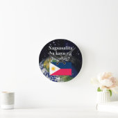 タガログ話ヤ語は？タガログ語。国旗と地球 ラウンド壁時計 (ホーム)