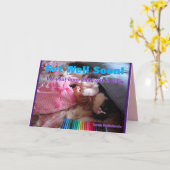 タキシおもしろいード猫の内なる子どもが早く元気に カード (黄色い花)