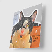 タキシカッコいいード猫 スクエア壁時計 (傾斜)
