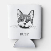 タキシドキャットハパーソナライズされたンドスケッチ 缶クーラー (裏面)