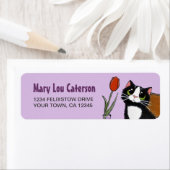 タキシドキャット&チューリップ |差出人住所ラベル ラベル (インサイチュ)