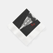 タキシドモノグラムとバラ 縁ありカクテルナプキン (角)