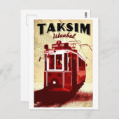 タキシム、赤いトラム、イスタンブール、トルコ、ヴィンテージ旅行 ポストカード (正面/裏面)