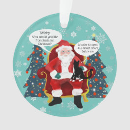 タキシードおもしろい猫がサンタにクリスマスカスタムに訪れる オーナメント