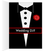 タキシードが付いている私達の結婚DJカードがあり、上がりました (内側 (右))