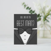 タキシードが私の花婿介添人の葉書結婚になる インビテーションポストカード (スタンド正面)