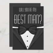 タキシードが私の花婿介添人結婚 招待状 (正面/裏面)