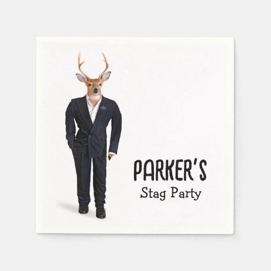 タキシードでバチュラーパーティ スタンダードカクテルナプキン (正面)