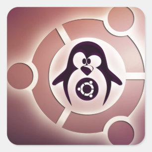 タキシードとの友人のロゴのUbuntuのLinuxの円 スクエアシール