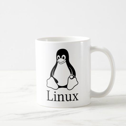 タキシードとのLinuxのロゴLinuxのペンギン コーヒーマグカップ (右)