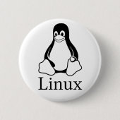 タキシードとのLinuxのロゴLinuxのペンギン 缶バッジ (正面)