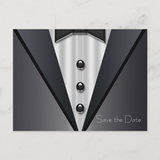 タキシードとドレスの結婚式延期はがき 案内ポストカード (正面)