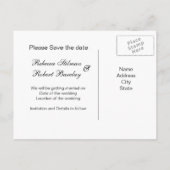 タキシードとドレスの結婚式 Save the Date ポストカード (裏面)