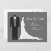 タキシードとドレスの結婚式・Save the Date・ポストカード 案内ポストカード (正面/裏面)