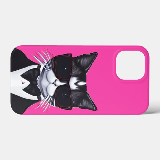 タキシードとバウのネクタイをした白黒猫 Case-Mate iPhoneケース (裏面 (横))