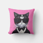 タキシードとボウタイキッズの黒猫と白猫 クッション (正面)