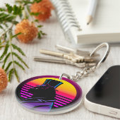 タキシードと帽子のアートワークを着た猫 | キーホルダー (正面右)