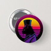 タキシードと帽子のアートワークを着た猫 | 缶バッジ (正面&裏面)