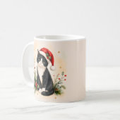 タキシードのクリスマス猫サンタ帽子 コーヒーマグカップ (正面左)