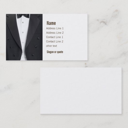 タキシードのジャケットおよびちょうネクタイ 名刺 (正面/裏面)